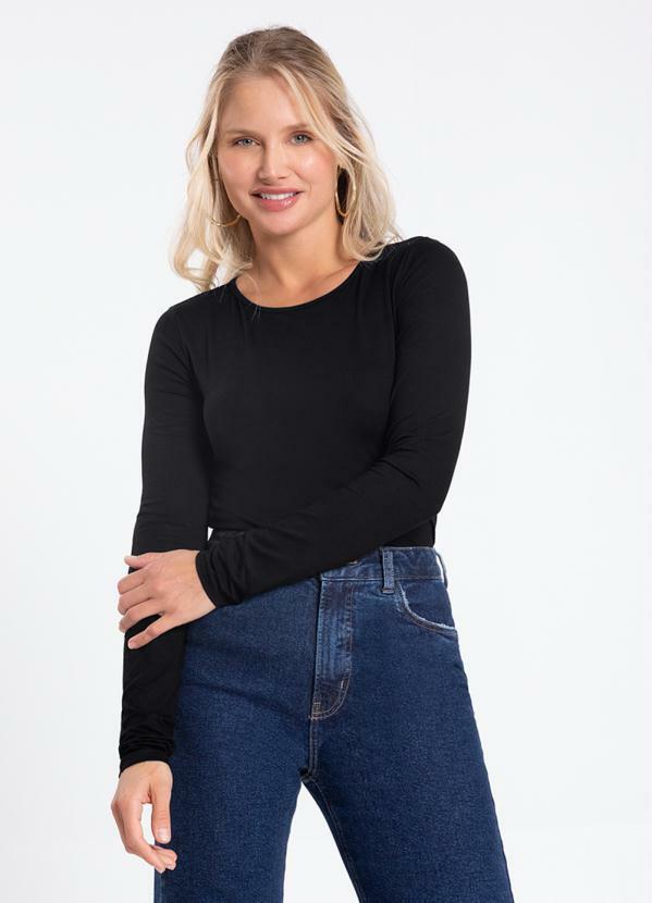 Vista 2 Blusa Manga Longa Preto Lunender Lunender