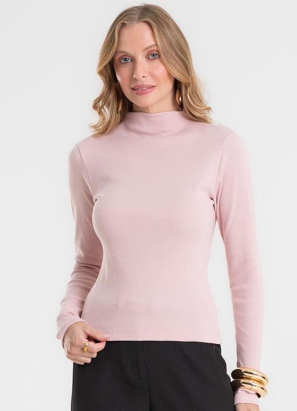 Blusa Manga Longa Ribana Básica Rosa