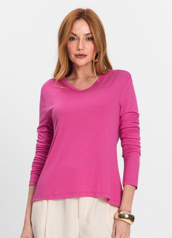 Vista 2 Blusa Manga Longa Rosa Select Select