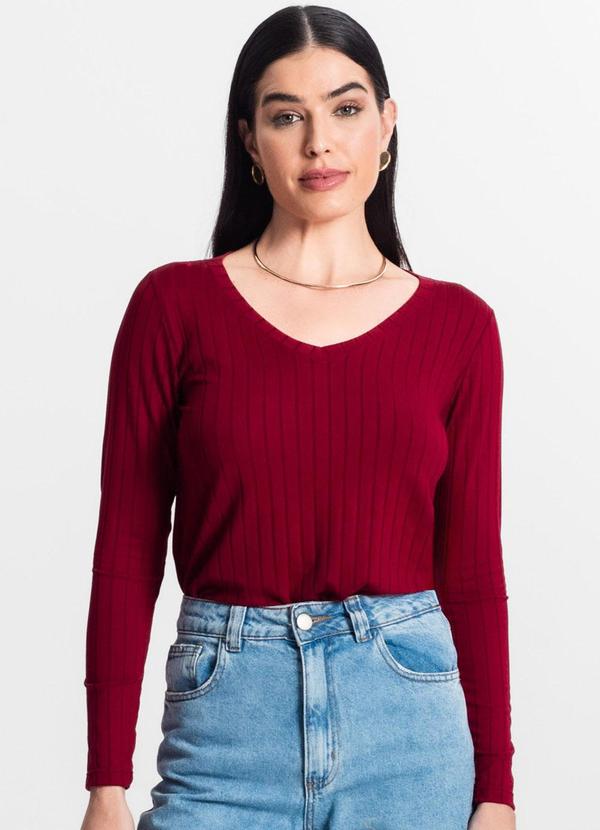 Vista 2 Blusa Manga Longa Vermelho INFINITA COR INFINITA COR