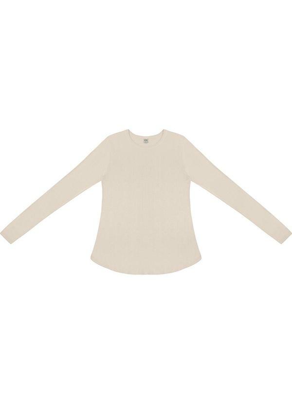 Blusa Manga Longa Visco Tricot Bege