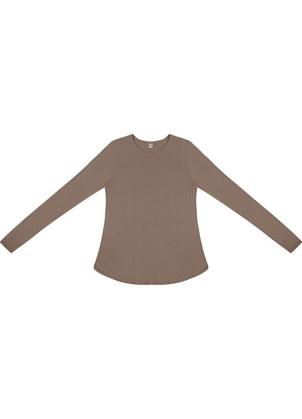 Blusa Manga Longa Visco Tricot Marrom