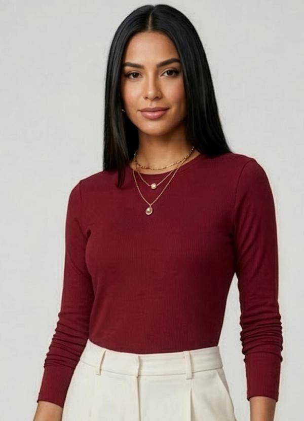 Blusa Manga Longa Visco Tricot Vermelho