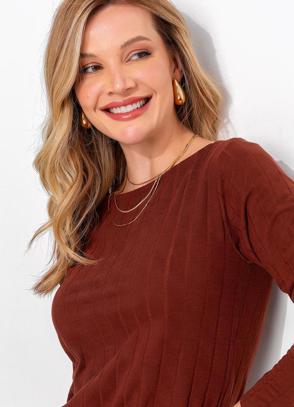 Blusa Marrom em Malha Canelada