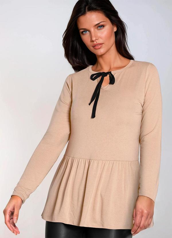 Blusa Marrom Taupe em Malha de Viscose