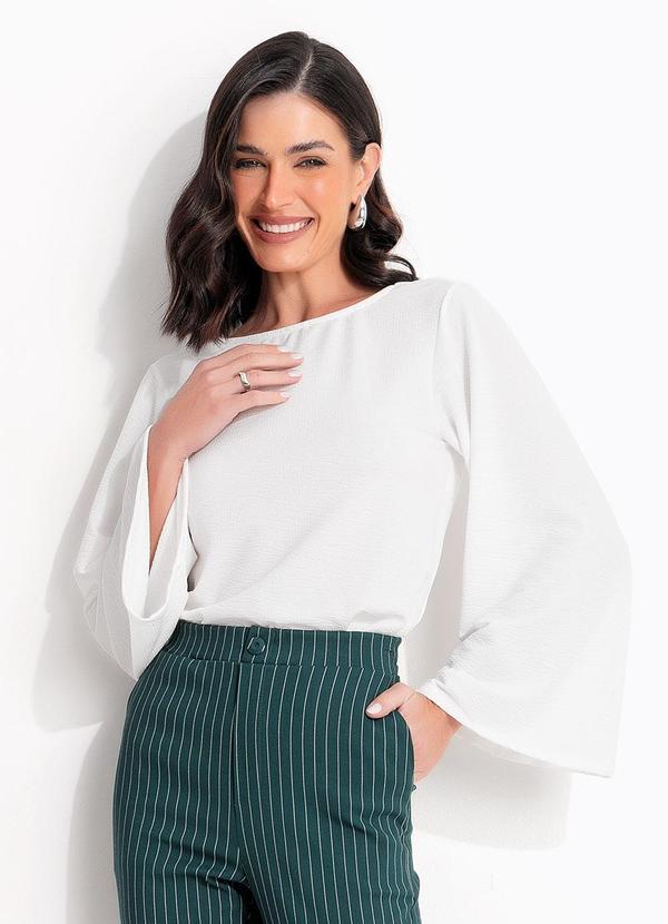 Blusa Off White em Malha Anarruga