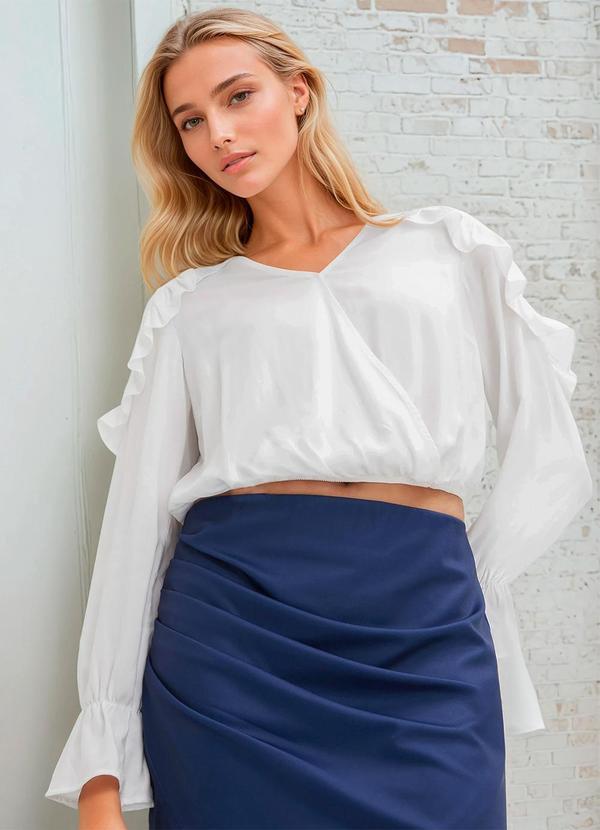 Blusa Off White em Viscose Plana