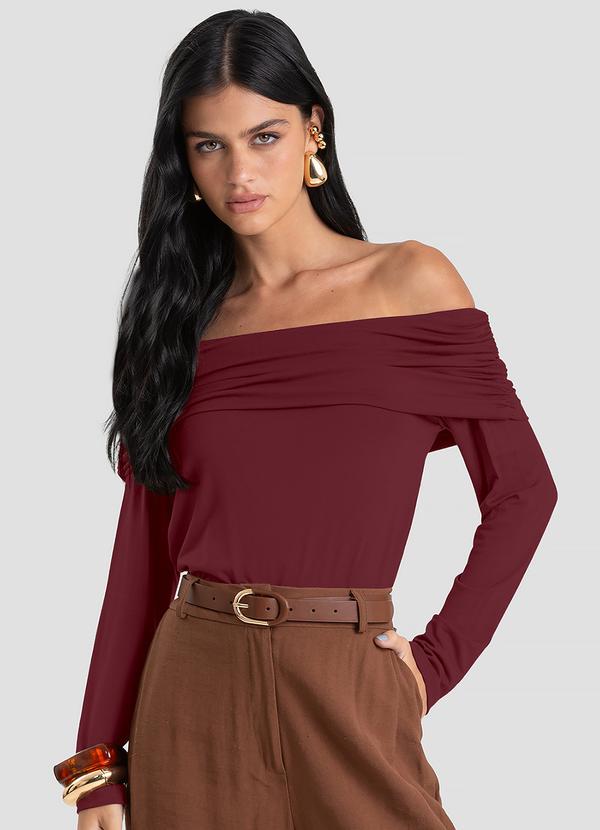 Blusa Ombro a Ombro em Malha Visco Vermelho