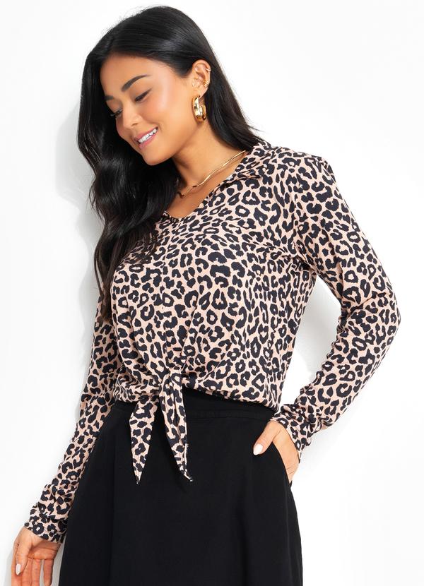 Vista 2 Blusa Onça Preta com Amarração Rosalie Rosalie