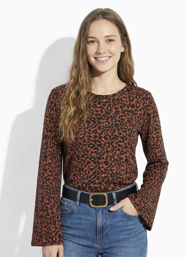 Vista 2 Blusa Oncinha com Mangas Longas Amplas Moda Pop Moda Pop