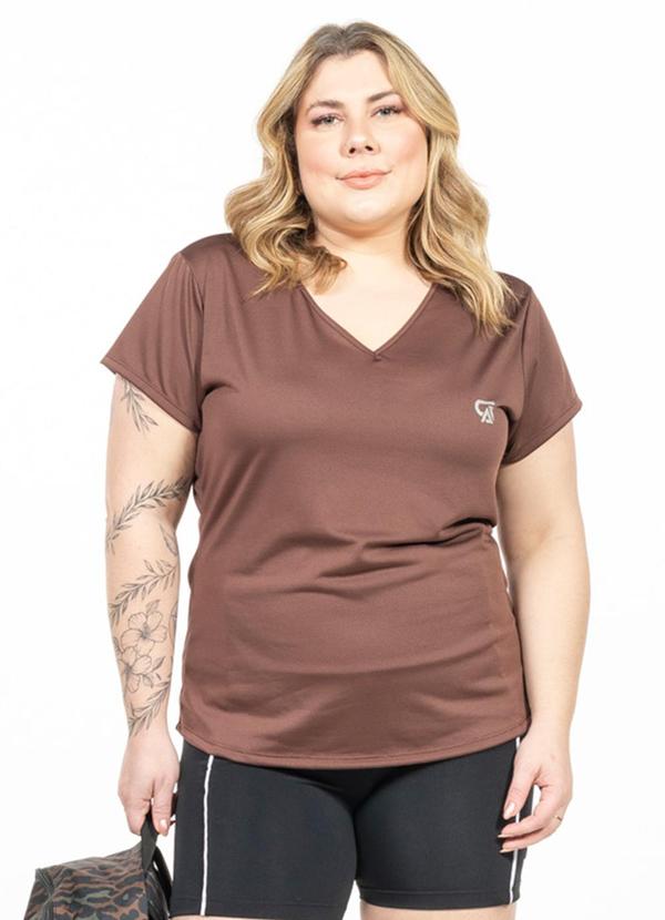 Blusa Plus Size com Estampa Marrom