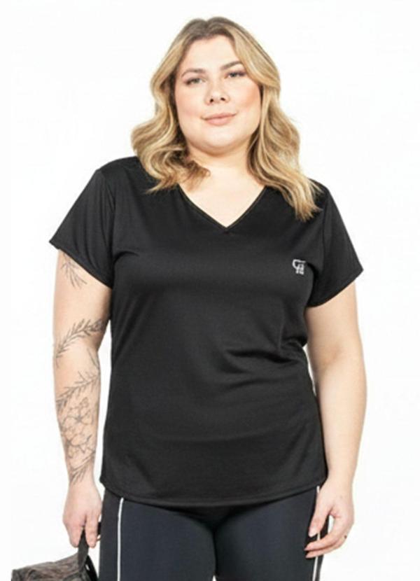 Blusa Plus Size com Estampa Preto