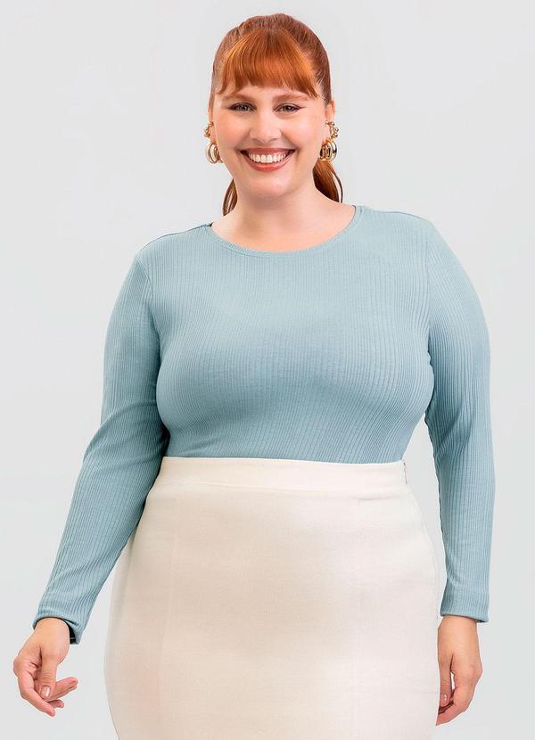 Blusa Plus Size em Canelado Azul