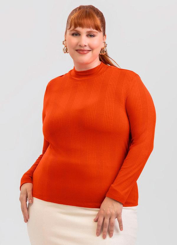 Blusa Plus Size em Canelado Laranja