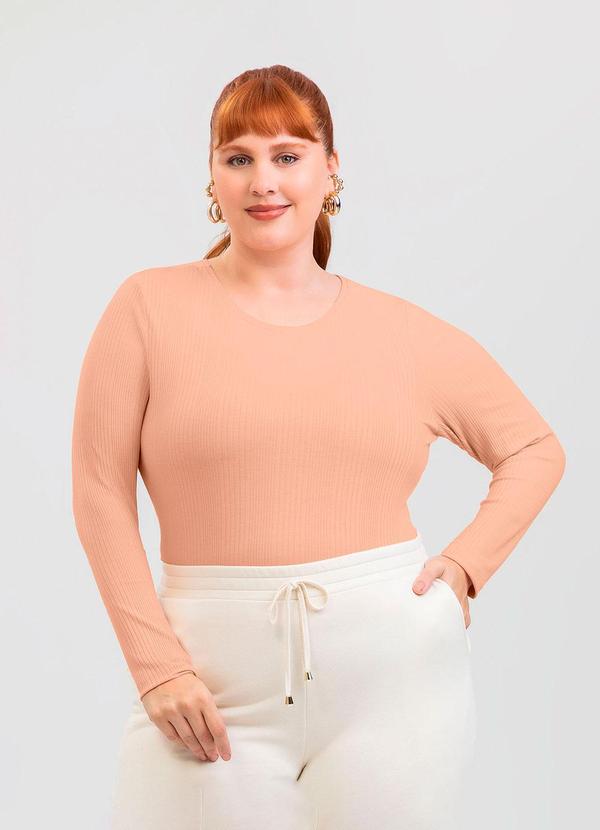 Blusa Plus Size em Canelado Laranja