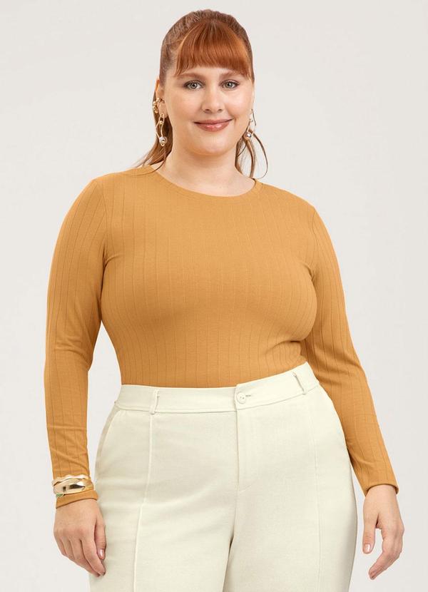 Blusa Plus Size em Canelado Laranja