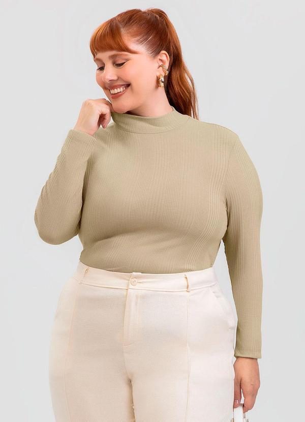 Blusa Plus Size em Canelado Marrom