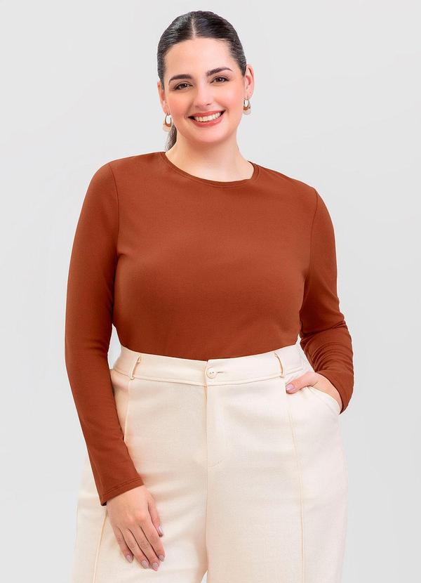 Blusa Plus Size em Cotton Marrom