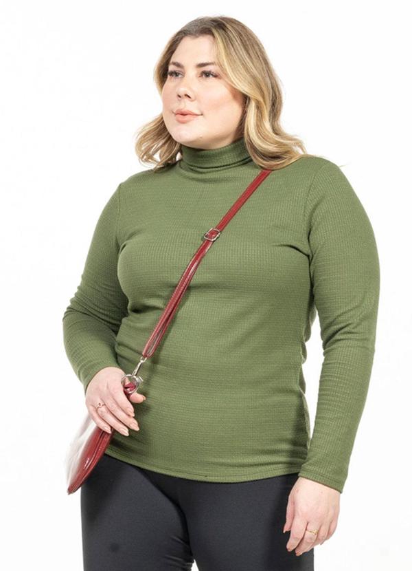 Blusa Plus Size Manga Longa Verde