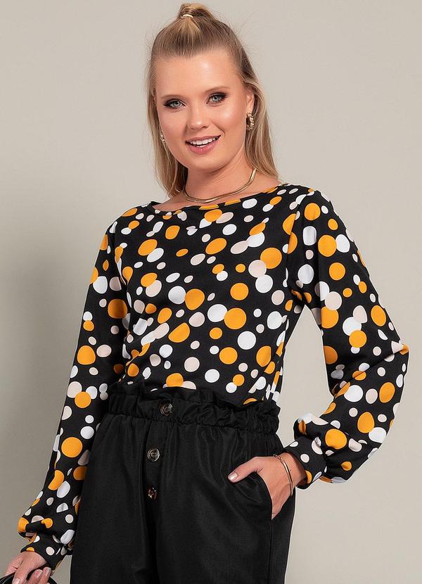 Vista 2 Blusa Poá Amarelo em Malha Moda Pop Moda Pop