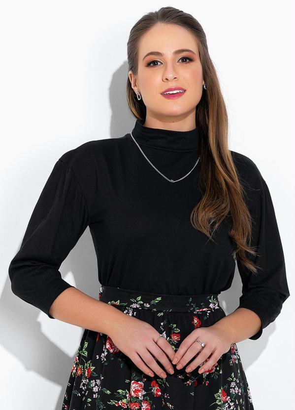 Vista 2 Blusa Preta com Punho Rosalie Rosalie