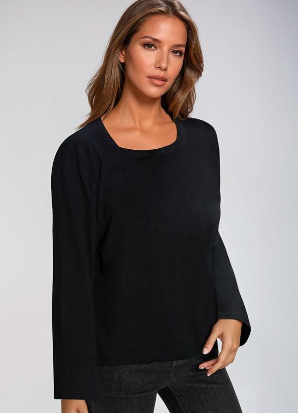 Vista 2 Blusa Preta em Malha de Algodão bonprix bonprix