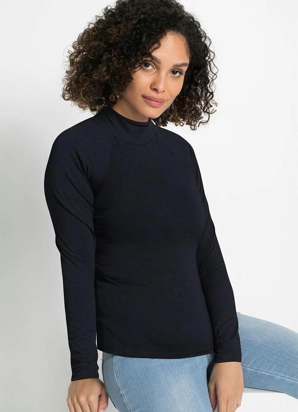 Blusa Preta em Malha de Viscose