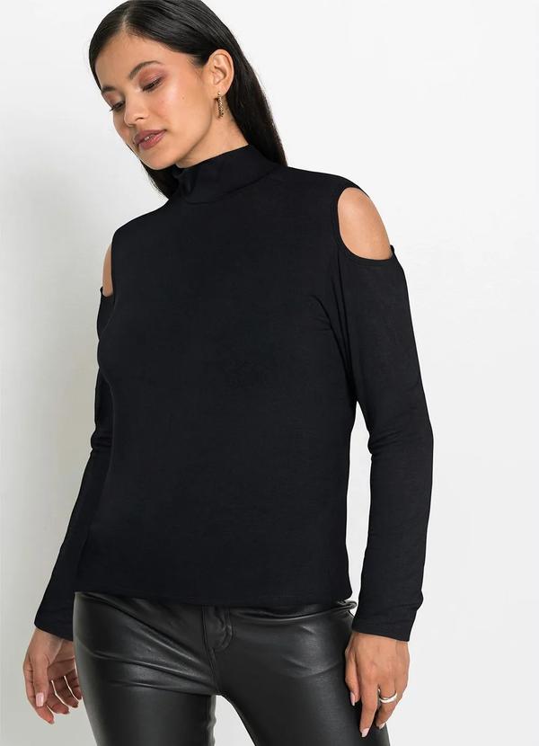 Blusa Preta em Malha de Viscose
