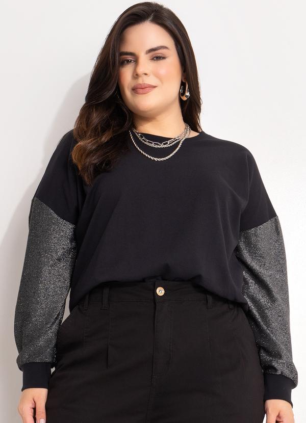 Blusa Preto em Malha com Lurex