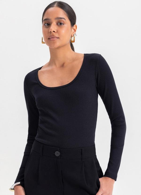 Blusa Ribana Feminina em Malha Preto