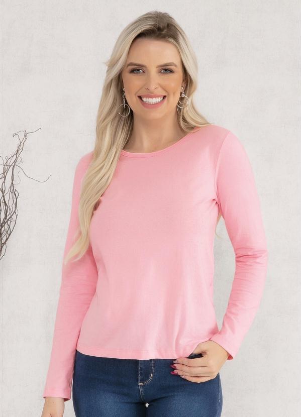 Vista 2 Blusa Rosê com Manga Longa Moda Pop Moda Pop