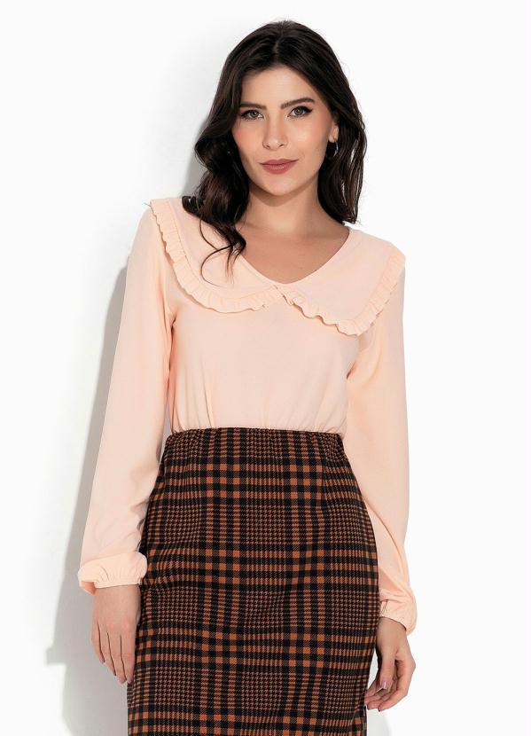 Vista 2 Blusa Salmão com Gola Babado Rosalie Rosalie