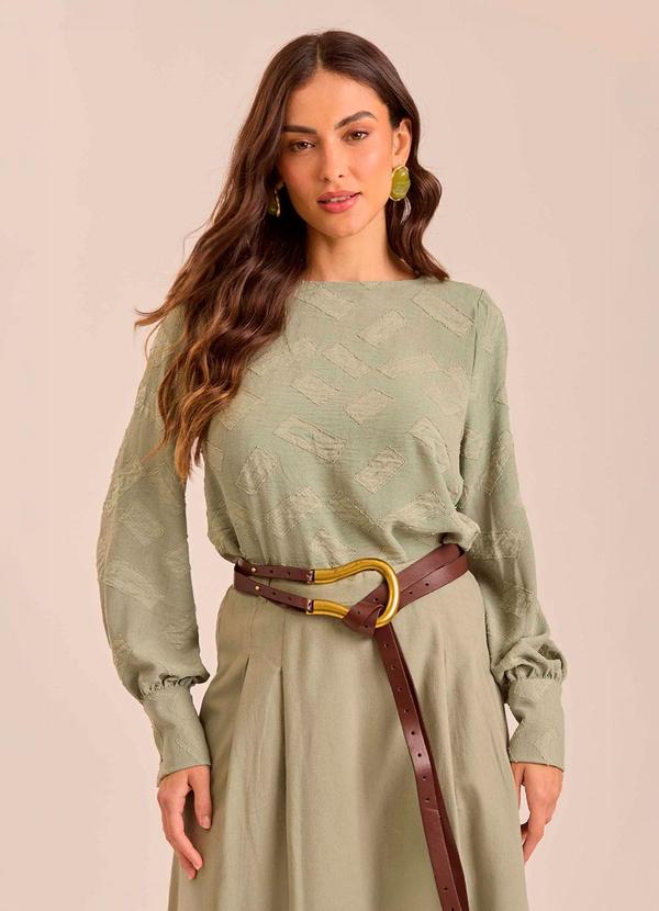 Blusa Soft Garden em Geometric Flow Verde