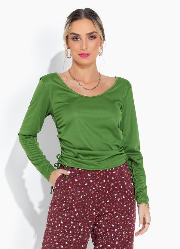 Blusa Verde com Amarração e Detalhes na Lateral