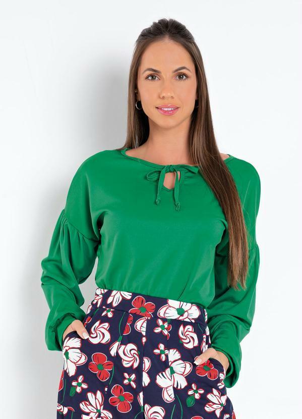 Vista 2 Blusa Verde com Cava Deslocada Moda Pop Moda Pop