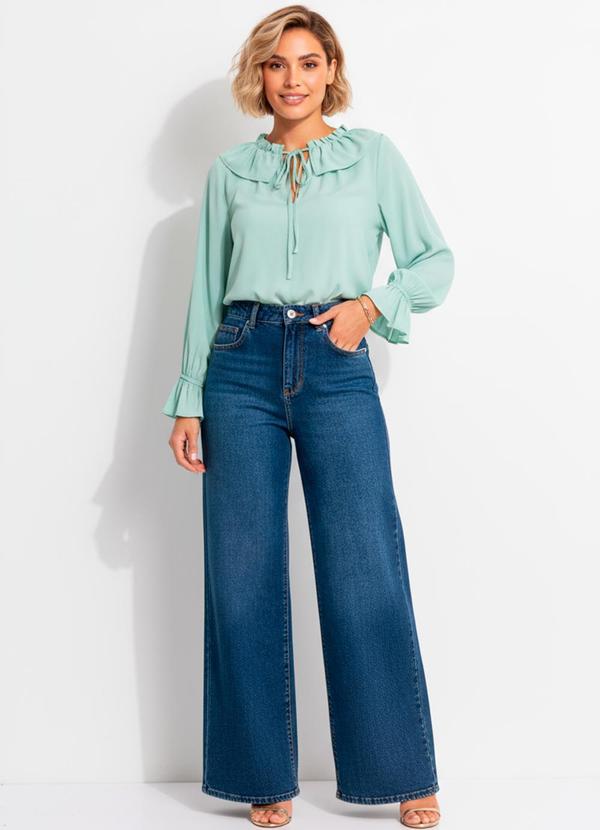 Blusa Verde em Viscose Plana