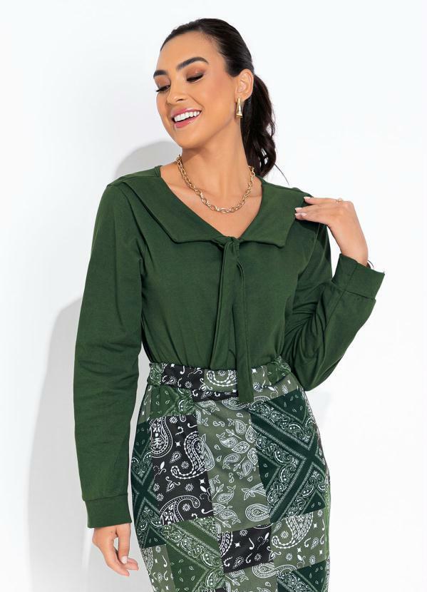 Vista 2 Blusa Verde Militar com Gola Rosalie Rosalie