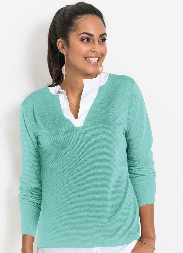 Blusa Verde Turquesa em Meia Malha