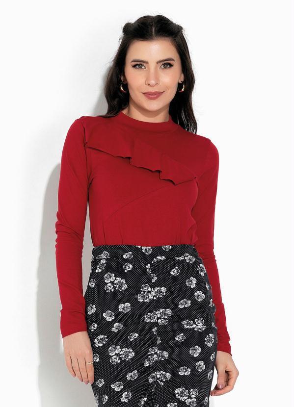 Vista 2 Blusa Vermelha com Gola Alta Rosalie Rosalie