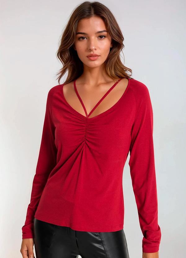 Vista 2 Blusa Vermelho em Malha de Viscose bonprix bonprix