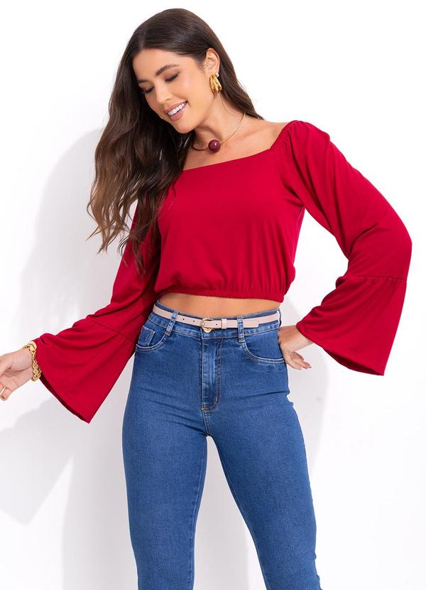 Vista 2 Blusa Vermelho em Poliviscose Bimini Bimini