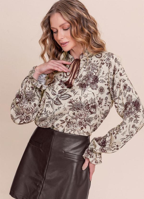 Blusa Viscose Estampada Bordo