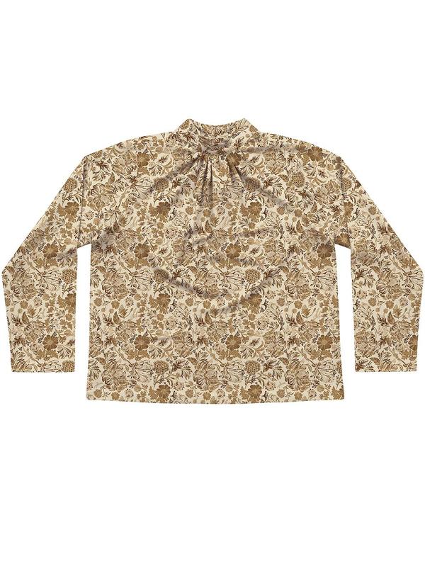 Blusa Viscose Estampada Lurex Bege
