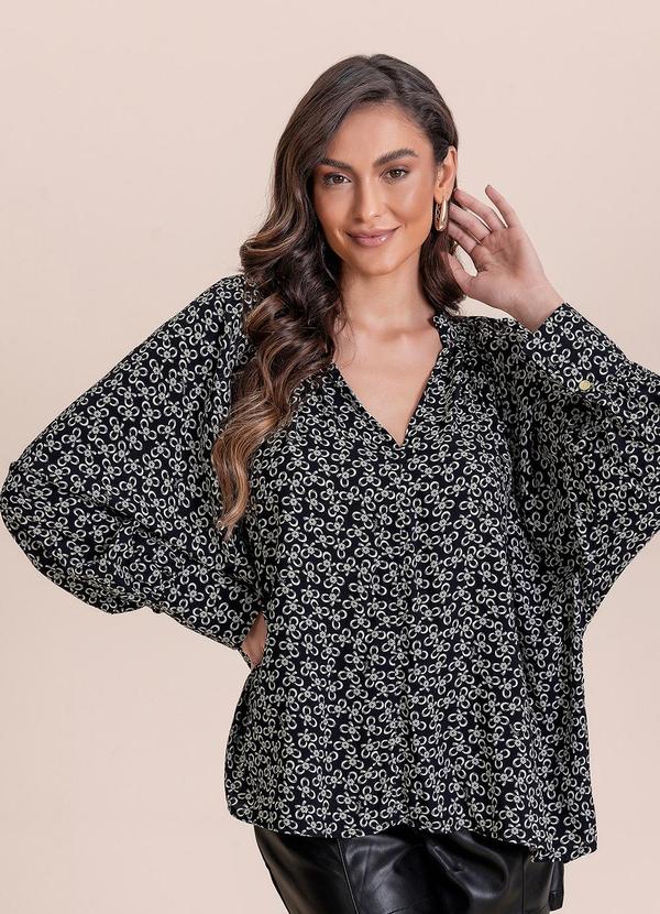 Blusa Viscose Estampada Preto