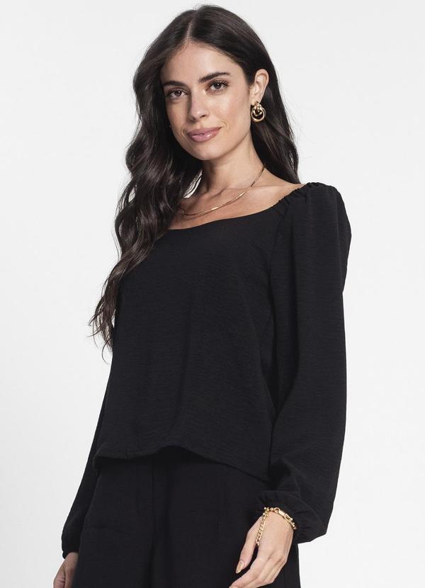 Blusa Feminina Manga 7/8 Preto