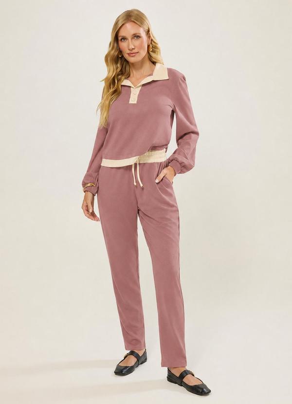 Blusao Bicolor Rosa Antigo