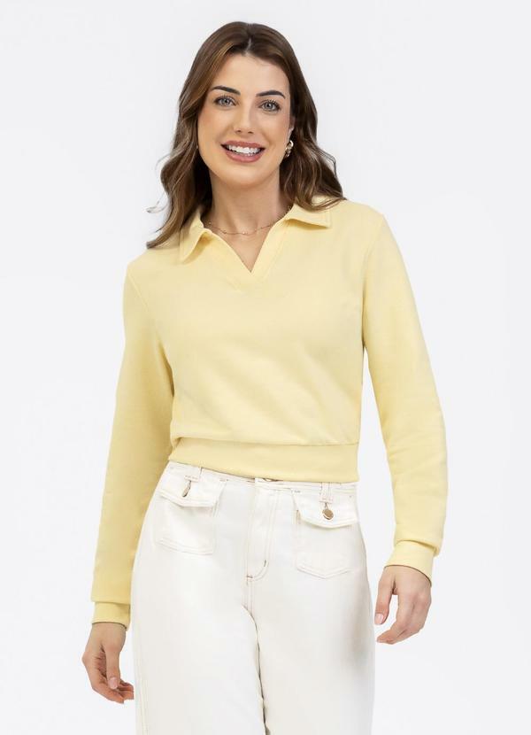 Blusão em Moletom Amarelo Claro
