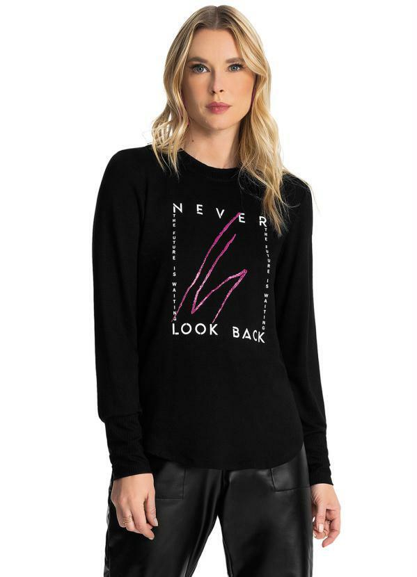 Blusão Estampado Feminino Preto