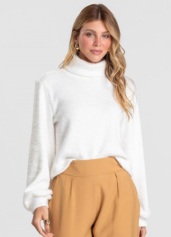 Blusão Feminino em Tricot Felpudo Bege