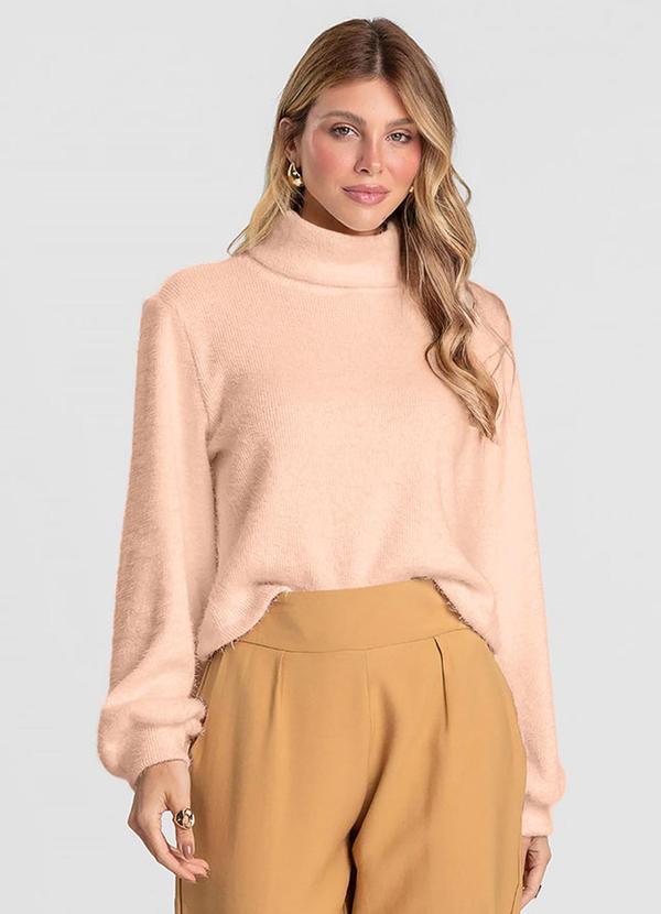 Blusão Feminino em Tricot Felpudo Rosa